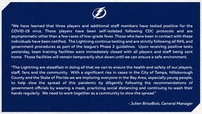 Tampa Bay Lightning players, staff test positive for COVID-19