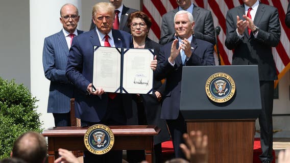 Citing jobs, Trump claims victory over coronavirus, economic collapse