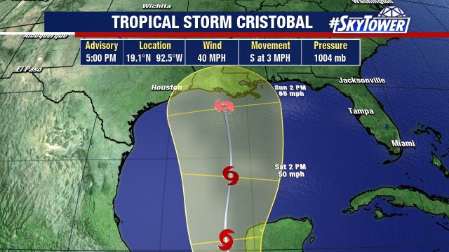 Tropical Storm Cristobal forms in Gulf of Mexico; may bring rain to Florida