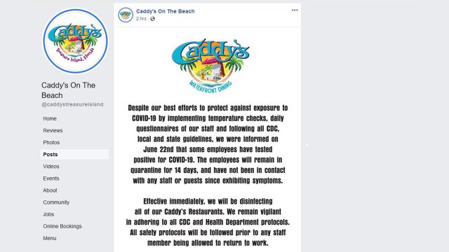 Caddy's employees test positive for COVID-19, social media post says