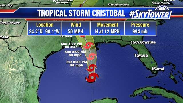 Tropical Storm Cristobal advances toward US Gulf Coast