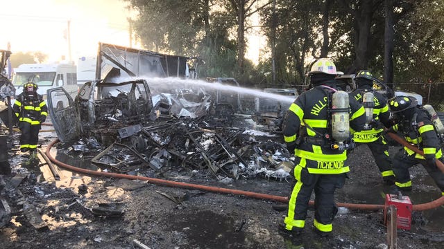 Multiple RVs damaged in fire at Motor Depot in Tampa