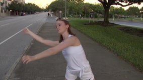 Socially distant dancers perform on the streets of St. Petersburg