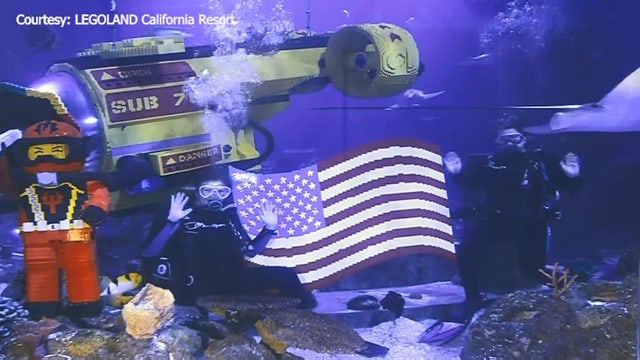 More than 2,000 LEGOs make up American flag on display at LEGOLAND California’s Sea Life Aquarium