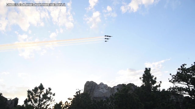 Blue Angels fly over Mount Rushmore