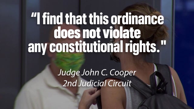 Florida judge rejects lawsuit that claimed mask ordinance is unconstitutional