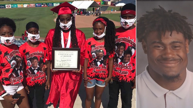 Jacquez Welch's mother, siblings cross the stage at Northeast High's graduation in memory of the young athlete