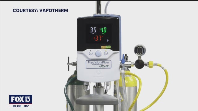 Less invasive than a ventilator, high-flow nasal cannula provides breathing relief for patients