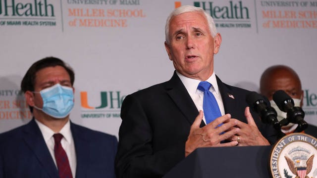 Vice president attends announcement of coronavirus vaccine trials at University of Miami