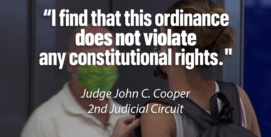 Florida judge rejects lawsuit that claimed mask ordinance is unconstitutional