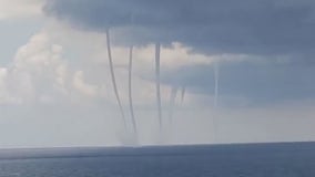 Simultaneous waterspouts spotted swirling off of Louisiana coast