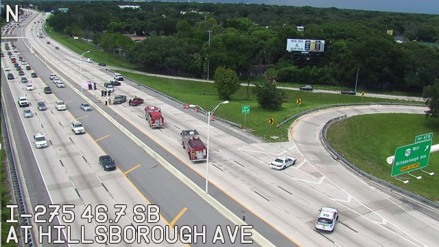 Crash closes I-275 northbound lanes at Hillsborough Avenue