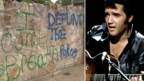 Elvis Presley’s Graceland vandalized with graffiti messages including 'Defund MPD', 'Abolish ICE' and 'BLM'