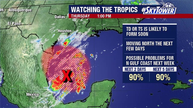Tropical disturbance in western Gulf likely to become 'W' storm, last name on Atlantic hurricane list