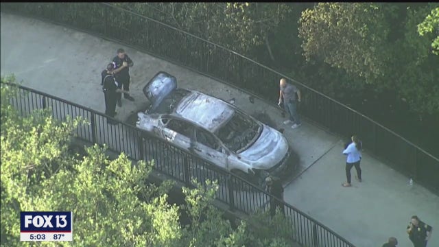 Body of unidentified adult male found in trunk of burning car in South St. Pete, police say