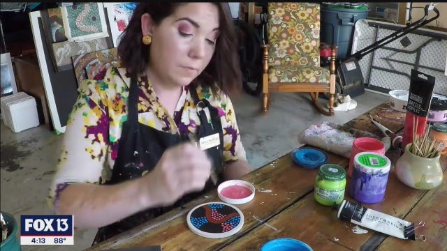 Painted lines and dots combine to showcase natural landscapes of Australia