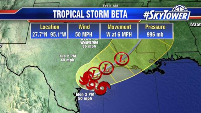 Tropical Storm Beta slowly moving toward Texas coast; no impact to Tampa Bay