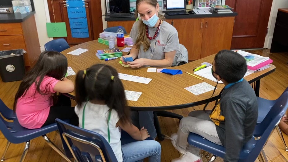 Teacher and students