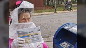 102-year-old retired teacher who's never missed an election wears full PPE to cast mail-in ballot