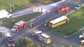 Vehicle crashes into Pasco County school bus; no students injured