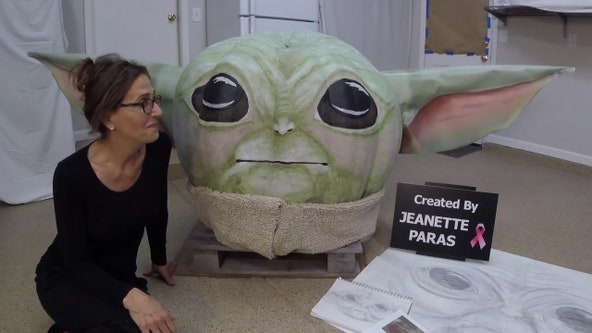 Timelapse shows artist create 'Baby Yoda' pumpkin