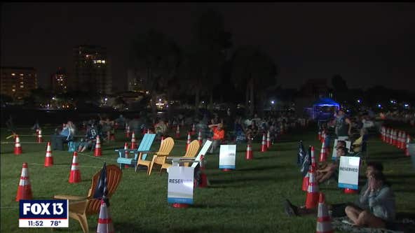 Rays fans fill seats at socially distant pier watch party