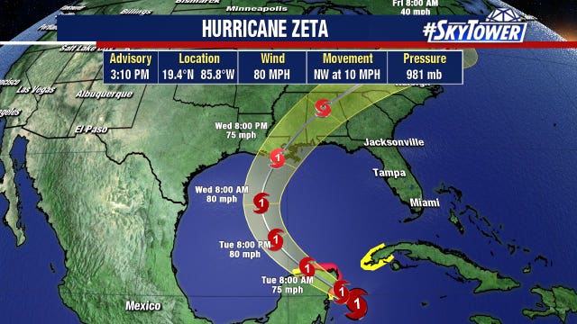 Zeta becomes hurricane; Gulf Coast landfall expected