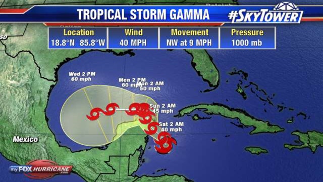 Tropical Depression 25 becomes Tropical Storm Gamma