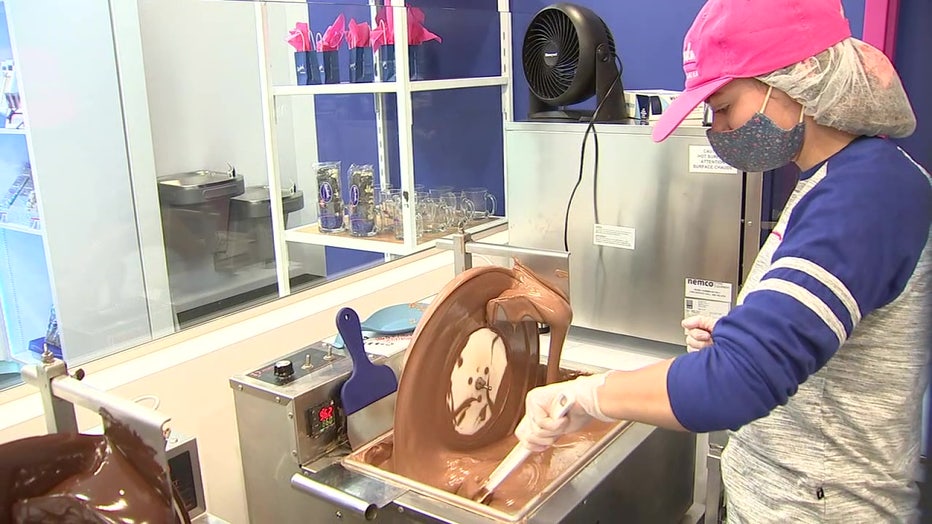 Girl making chocolate