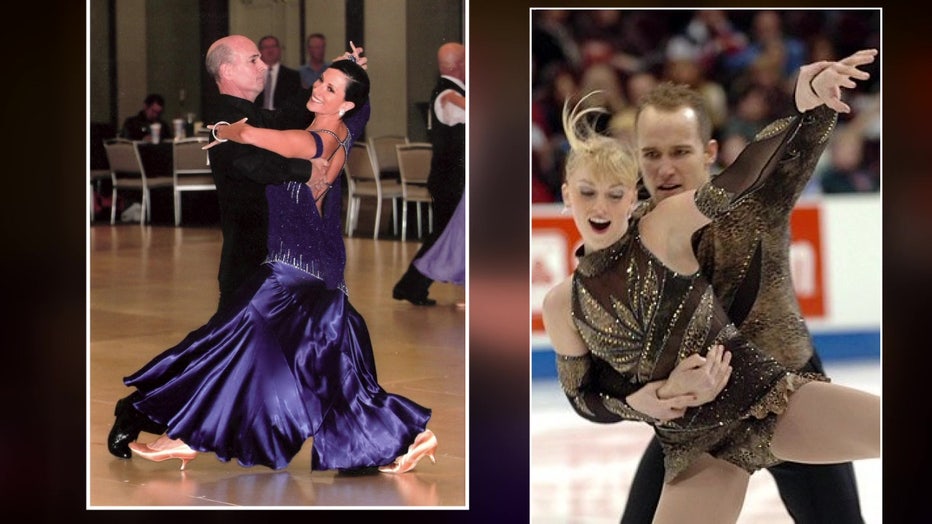 ballroom dancer and figure skater wearing Zhanna Kens dresses