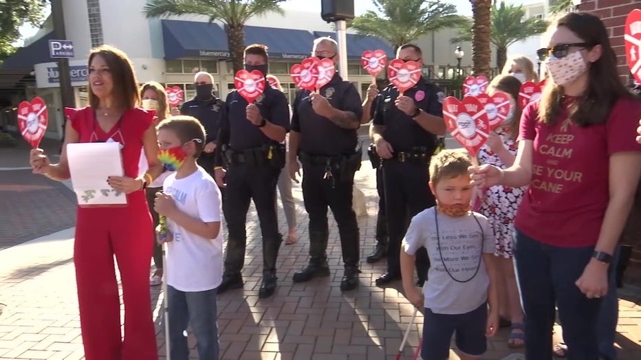Group gathered for White Cane Awareness Day