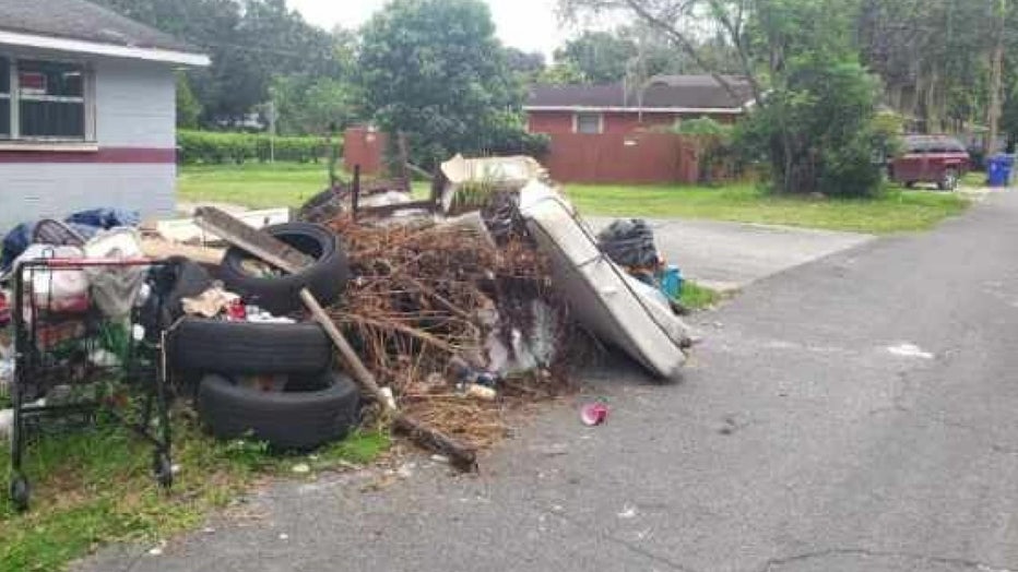 Pile of trash dumped illegally