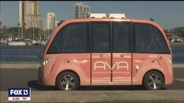 Autonomous mini-bus giving free rides along downtown St. Pete waterfront
