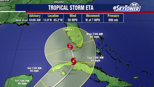 Florida is in the cone of Tropical Storm Eta's projected track, but that could change