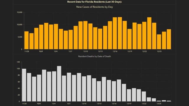8,198 new Florida coronavirus cases reported Monday; 96 new deaths