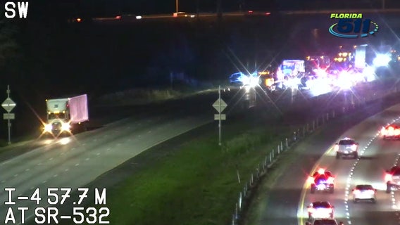 Eastbound lanes of I-4 closed for fatal pedestrian crash in Davenport