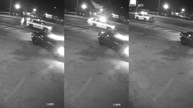 Pedestrian killed crossing roadway behind vehicle of deputy responding to crime scene