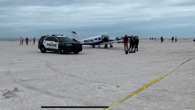 Pilot makes emergency beach landing on Treasure Island
