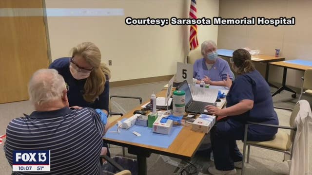 Sarasota Memorial Hospital administers first round of vaccines to people over weekend