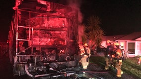 Fire destroys motorhome after residents hear ‘explosion sound’ from driveway