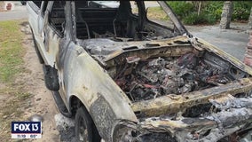 Neighbor alerts owner when 23-year-old truck seems to spontaneously catch fire