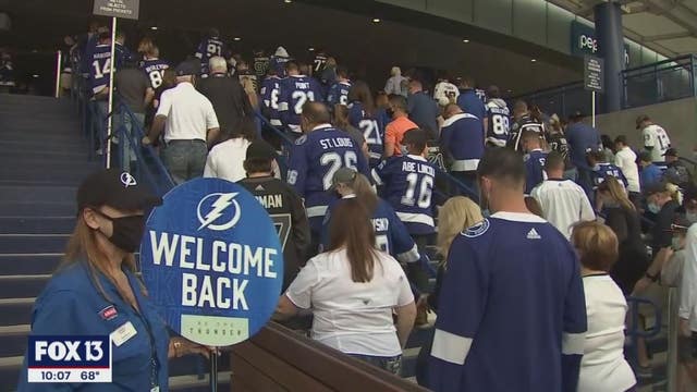 Amalie Arena hosts fans for the first time in a year