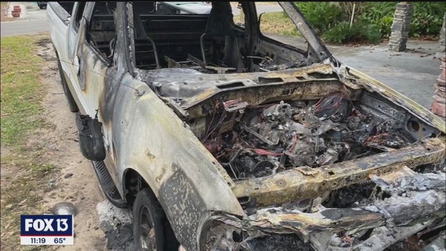 Neighbor alerts owner when 23-year-old truck seems to spontaneously catch fire