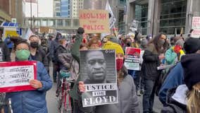 Protesters march through downtown Minneapolis as jury deliberates