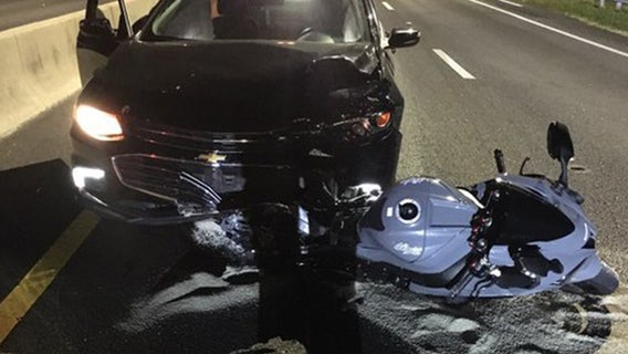 Courtney Campbell Causeway crash leaves motorcyclist injured