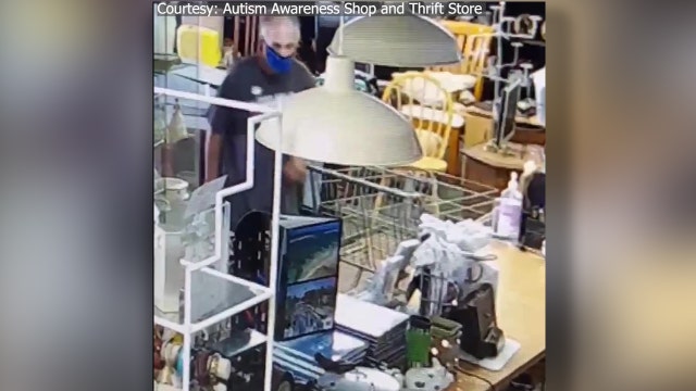 Man takes donation jar from Autism Awareness Shop and Thrift Store for 2nd time