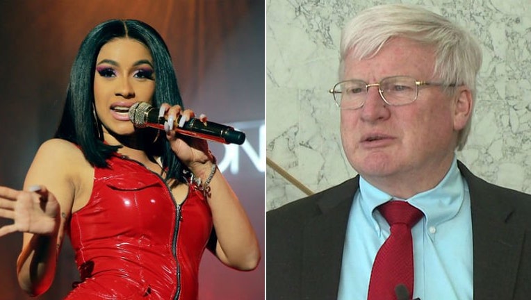 Cardi B (Photo by Rich Fury/Getty Images for Fashion Nova) and Glenn Grothman