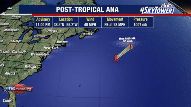Ana becomes a post-tropical cyclone in the Atlantic Ocean: NHC