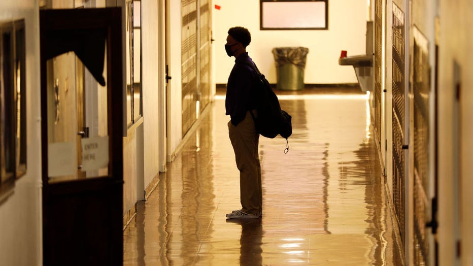 High School students return to in-person instruction at St. Anthony Catholic High School in Long Beach March 24, 2021.