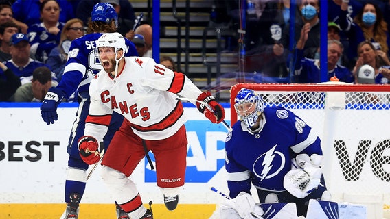 Staal scores during OT, Hurricanes beat Lightning in Game 3